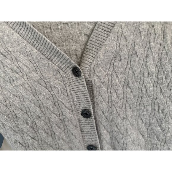 J.Crew Gray Cashmere Cable-Knit V-Neck Button-Up Cardigan Sweater S - Picture 5 of 9